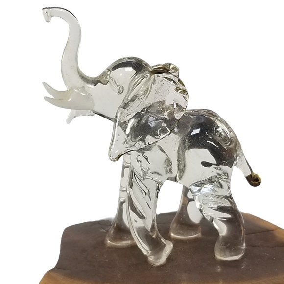 Collectible Miniature Lucky Elephant Hand Blown Art Glass Figurine w 22KT.Gold - Picture 2 of 9